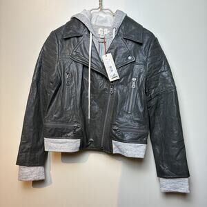 Bomber Lambskin Leather Jacket Size L Black Motorcycle Lined